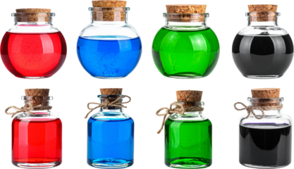 ビンに入った様々な色のポーション