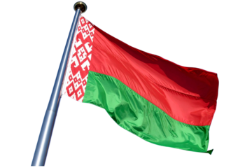 Belarus National Flag with Red-Green Field on Flagpole – Transparent Background