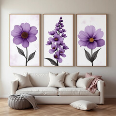 purple couch with flowers
