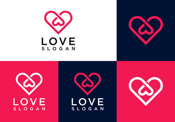 minimal heart icon logo vector