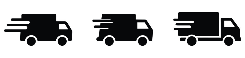 Fast Delivery Trucks: Icon Set for E-Commerce and Logistics