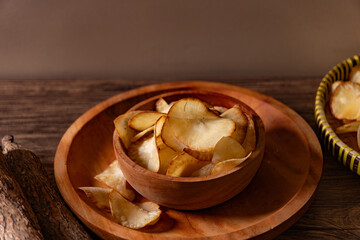 Authentic Indonesian Cassava Chips Paired with Raw Ingredient
