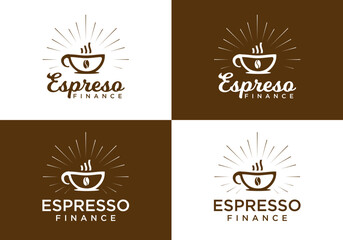 coffee logo icon vector with bar chart