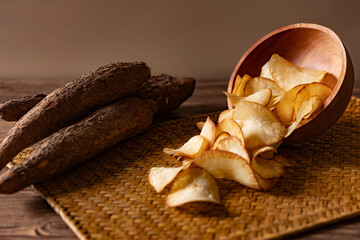 Authentic Indonesian Cassava Chips Paired with Raw Ingredient
