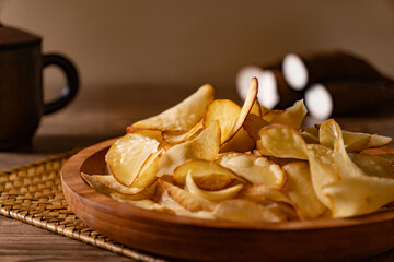 Authentic Indonesian Cassava Chips Paired with Raw Ingredient