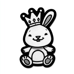 Obraz premium Cute cartoon rabbit wearing a crown (1)
