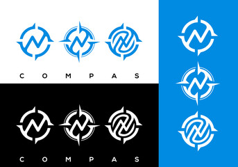 N compass simple logo icon vector