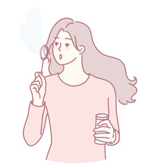 A girl with long hair is joyfully blowing colorful bubbles, creating a whimsical atmosphere of joy and nostalgia