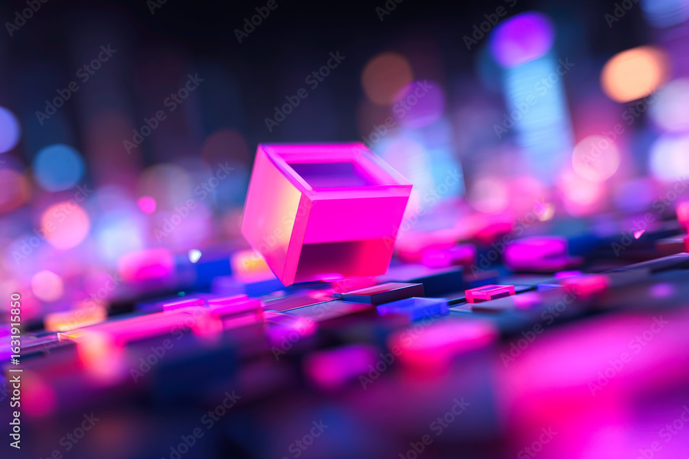 Poster vibrant data visualization with geometric shapes for modern analytics concepts