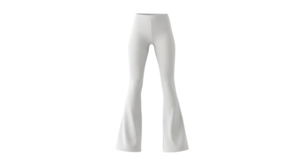 A pair of stylish white flare pants with a retro flair, designed for a modern, fashion-forward look against a transparent background.