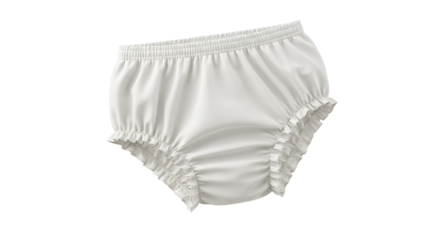 Isolated white baby bloomers offer a charming, classic aesthetic for infants, perfect for vintage or newborn themes and transparent background designs.