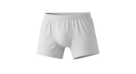 Men's white underpants are displayed on a transparent background in a simple, elegant design, ideal for showcasing apparel or fashion.