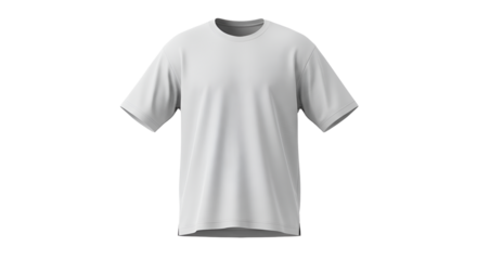 White blank short sleeve t-shirt isolated against a transparent background, perfect for mockups and displaying custom designs and brand logos.
