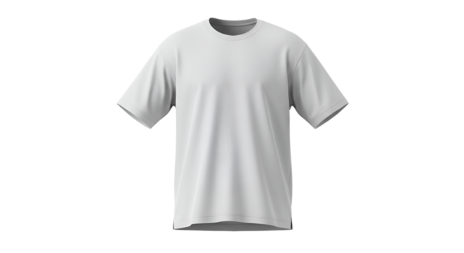 White blank short sleeve t-shirt isolated against a transparent background, perfect for mockups and displaying custom designs and brand logos.