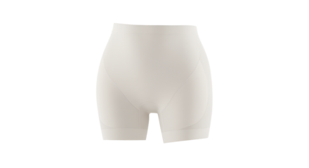 Seamless shapewear shorts in a neutral color, perfect for smoothing and sculpting the figure under clothing with a transparent backdrop, transparent background