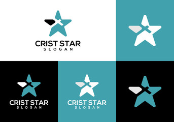 vector icon logo star with christian cross