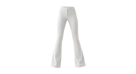 Elegant white flared trousers stand out against a transparent background, showcasing modern fashion and clean design for versatile applications.