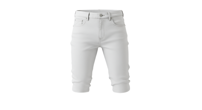 Crisp white capri pants against a dark backdrop offer a clean, minimalist style ideal for summer fashion and apparel design, transparent background