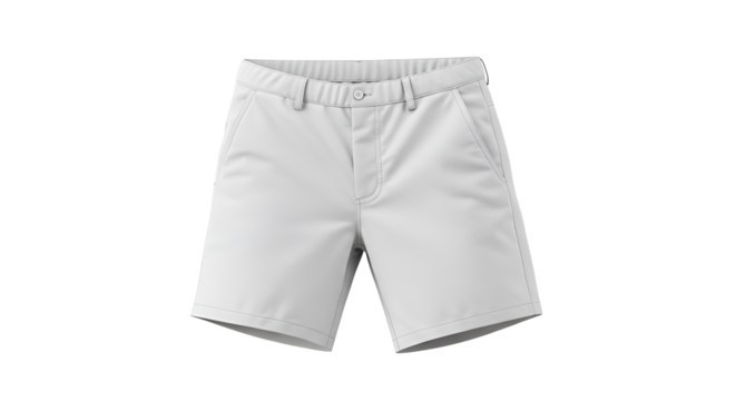 Clean white shorts against a black backdrop present a versatile garment for casual or athletic style, transparent background - Powered by Adobe