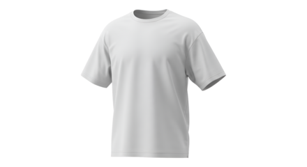 A versatile white t-shirt mockup for showcasing designs on apparel with a simple, clean aesthetic perfect for fashion-related projects, transparent background