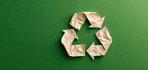 The Crumpled Paper Recycling Symbol on a Green Background