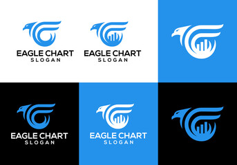 modern eagle initial F logo icon vector with bar chart