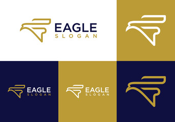 simple logo icon vector of eagle initial F with line style