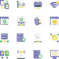 Networking and Big Data or Network Set of Flat Icons Packs or Illustrations