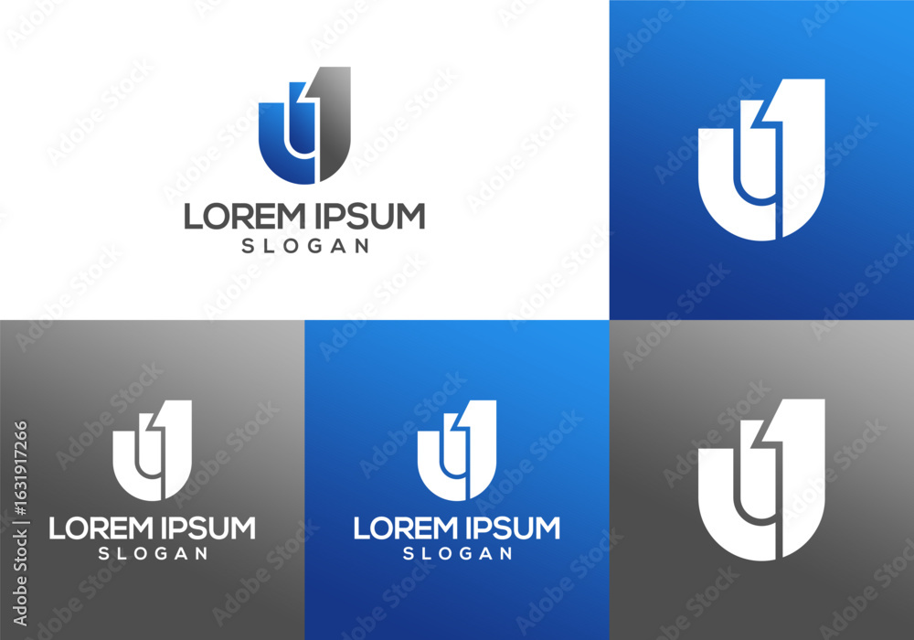 Poster u1 initial logo icon vector with bar chart