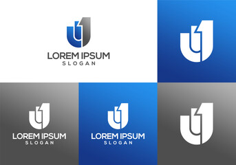 U1 initial logo icon vector with bar chart