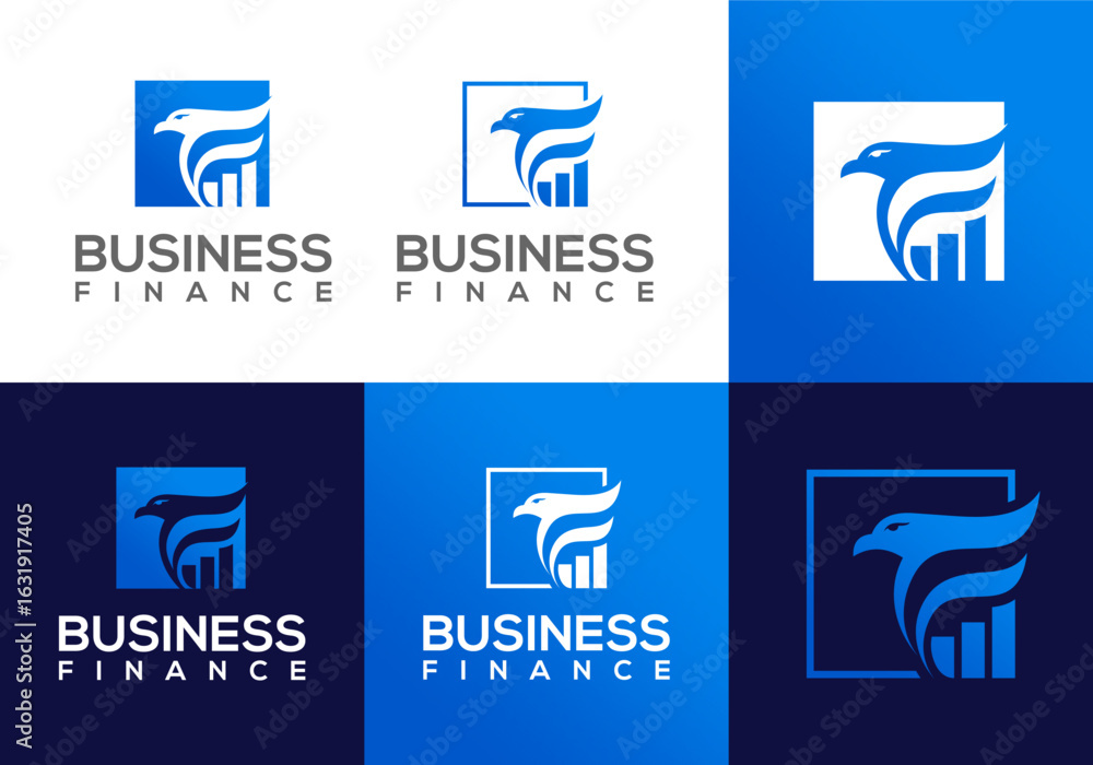 Poster vector icon logo of eagle initial f with bar chart