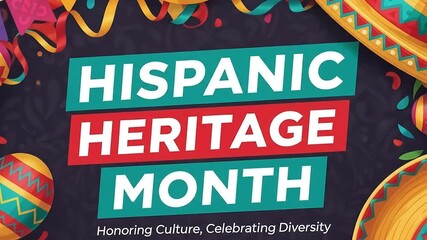 Colorful banner for National Hispanic Heritage Month. A festive background illustration celebrating Latino and Hispanic culture, history, and diversity.