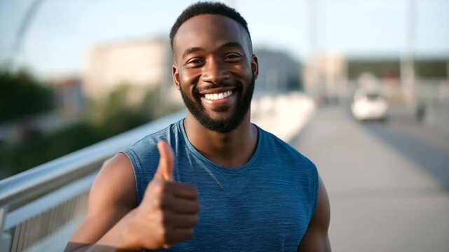 Athletic man takes a breather on a bridge during his fitness routine.