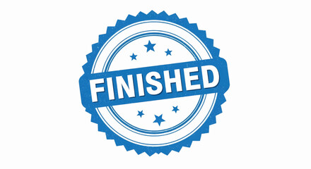 Finished blue stamp seal, a retro vector illustration icon.