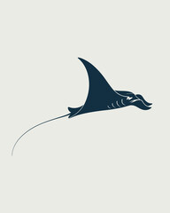 mantaray, ray, fish, ocean, sea, marine, aquatic, silhouette, minimalist, illustration, black, wildlife, underwater, swimming, animal, design, graphic, nature, aquaticlife, creature, tropical, elegant