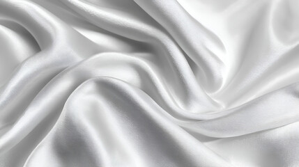 Obraz premium Draped glistening white silk fabric with soft folds and subtle shading highlighting texture and elegance