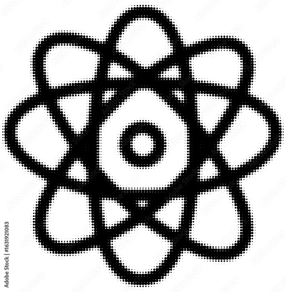 Poster abstract geometric pattern of interconnected loops in black and white design
