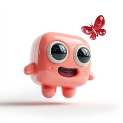 Butterfly Wings Colorful Insect Cute Kawaii 3D Render Object
