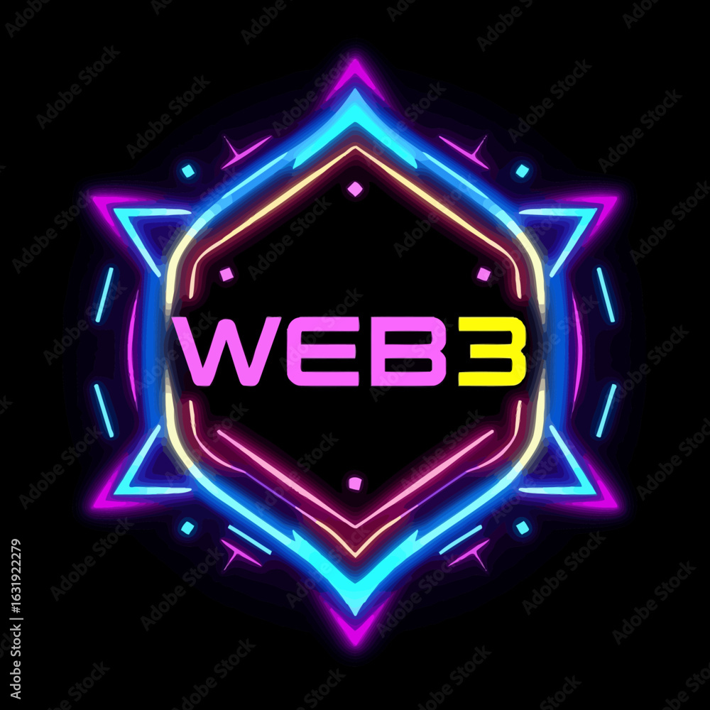 Poster a vibrant neon graphic displaying the text 