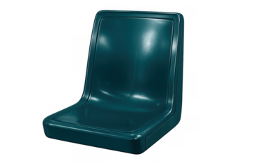 Shiny teal plastic stadium seat isolated on transparent background, perfect for sports and event visuals