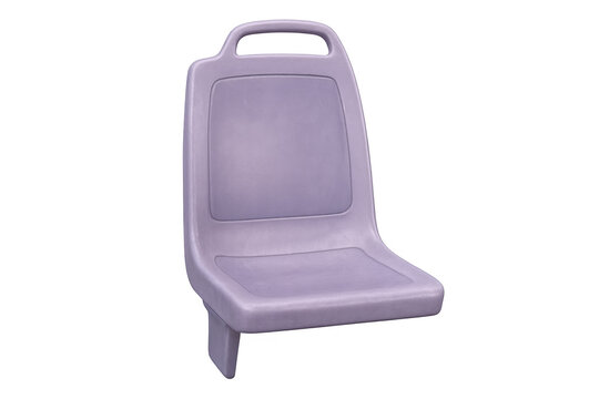 Public transport seat vacant, gray plastic surface isolated, positioned for seamless digital graphic design integration