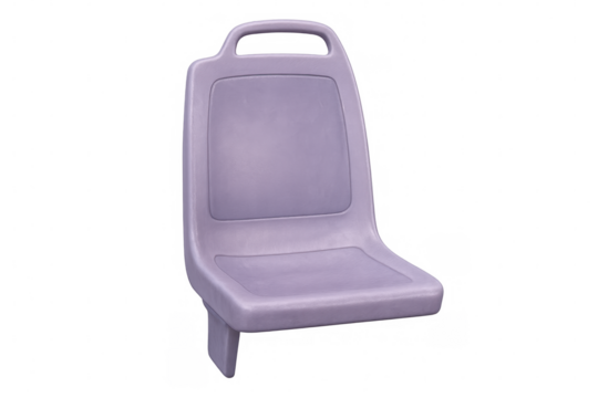 Public transport seat vacant, gray plastic surface isolated, positioned for seamless digital graphic design integration