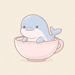 Cute dolphin in a teacup