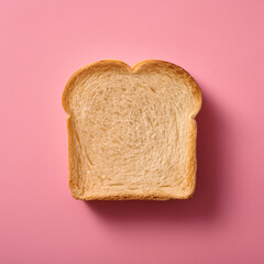 Single slice of toast bread on soft pink background. Great for breakfast content or modern food visuals.