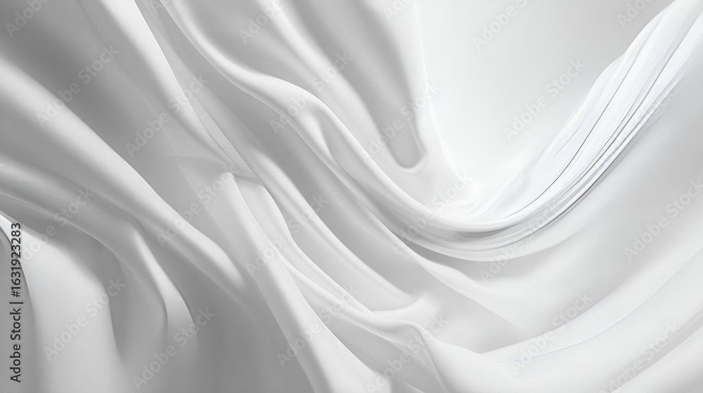 Poster white fabric artfully draped creating soft flowing waves and subtle shadows