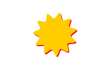 yellow burst shape with red shadow on white background