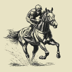 Jockey Racing on a Galloping Horse © Edik