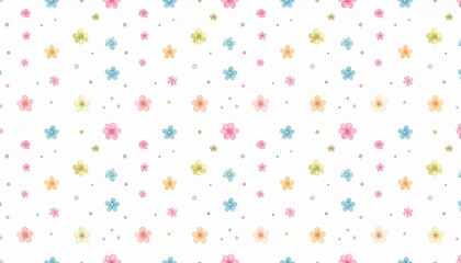 Watercolor colorful flower pattern with vibrant blooms and soft brushstrokes, creating a lively and artistic floral design perfect for textiles, stationery, and spring decor.
