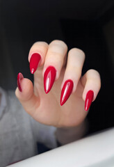 Crimson talons glinting with feline elegance for Lunar New Year flair, Gothic chic, and modern vamp...