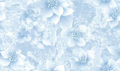 Floral or leaf pattern background suitable for wallpaper, fabric, or decorative design. Soft colors and natural style, ideal for digital and print use.